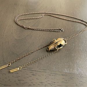 Hand cast brass fox skull pendant necklace